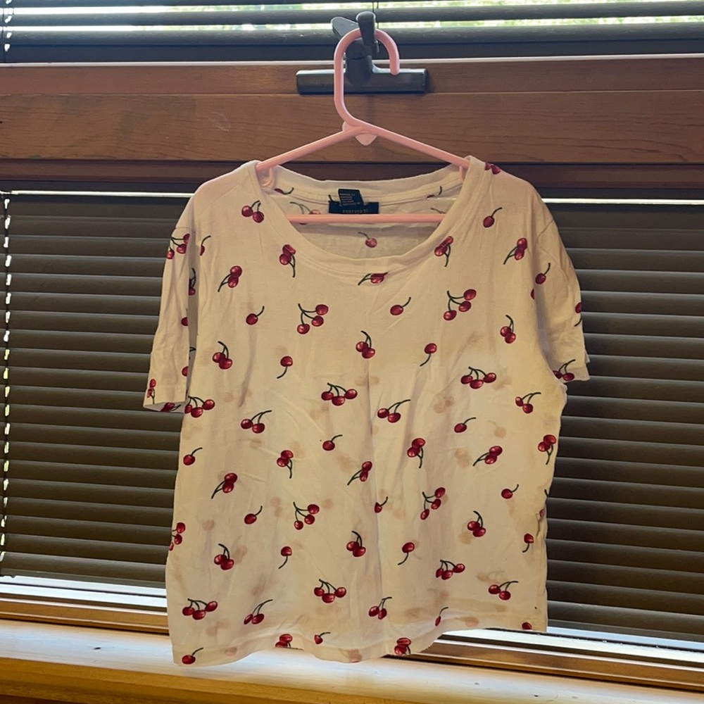 cherry print forever 21 croptop